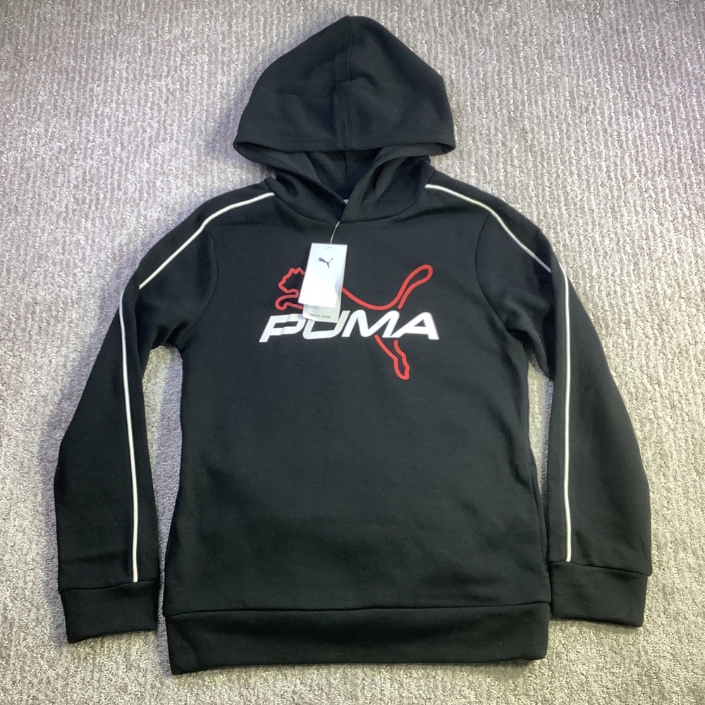 Puma Kids Black Pullover Hoodie & Track Pants Set Loungewear Size M NWT - Picture 2 of 16